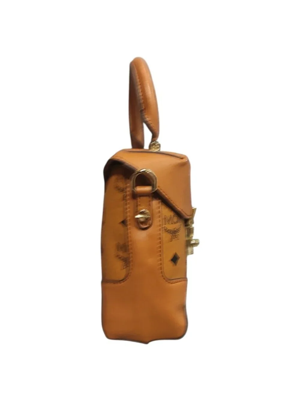 MCM Mini Bag Purse Brown/Cognac Klassik Crossbody in Visetos (missing strap)